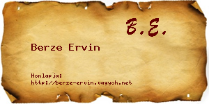Berze Ervin névjegykártya