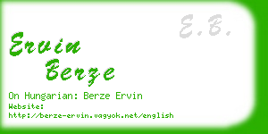 ervin berze business card